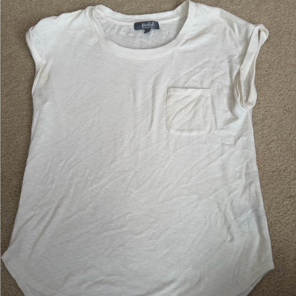 Marled Essentials Short Sleeve Crew Neck Cap Sleeve Tee